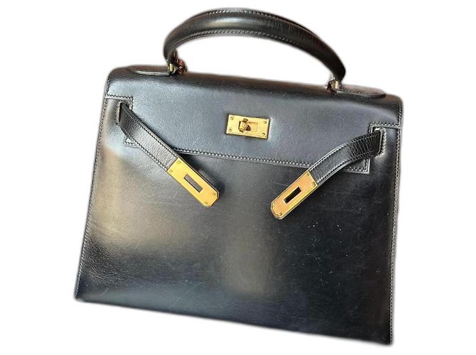 Hermès Kelly 28 in pelle nera e oro box Nero