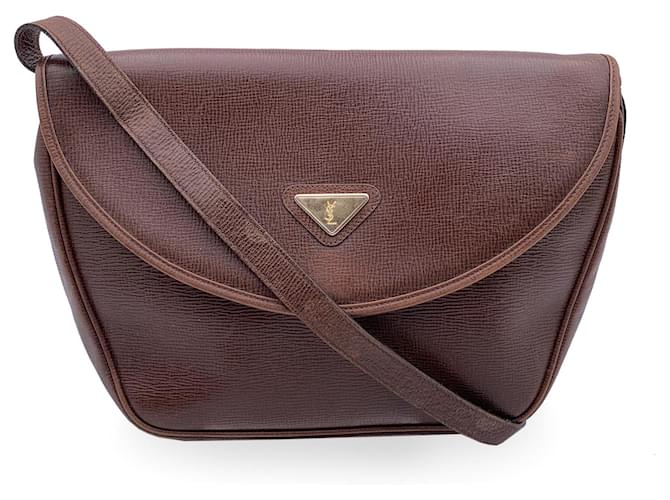 Yves Saint Laurent Vintage Brown Leather Messenger Shoulder Bag  ref.1303185