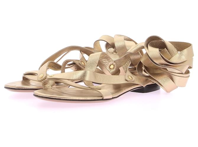 DOLCE & GABBANA  Sandals T.eu 37 leather Golden  ref.1303200