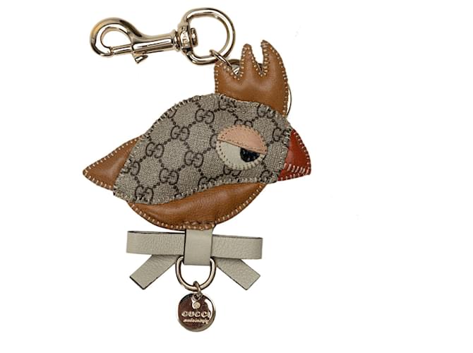 Gucci Brown GG Supreme Bird Key Chain Beige Cloth Cloth  ref.1303227