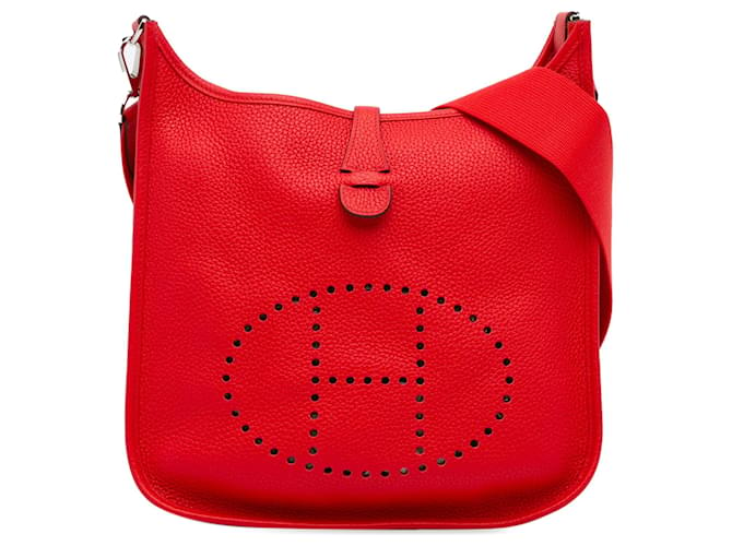 Hermès Red Clemence Evelyne III PM Leather Pony-style calfskin  ref.1303233