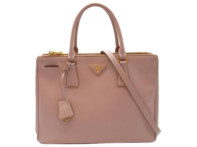 Bolso satchel con cremallera forrado en rosa Saffiano Lux Galleria de Prada Cuero  ref.1303246