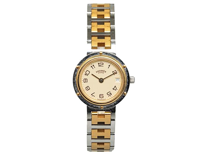 Hermès Reloj Hermes Clipper de acero inoxidable y cuarzo plateado Plata Metal  ref.1303249