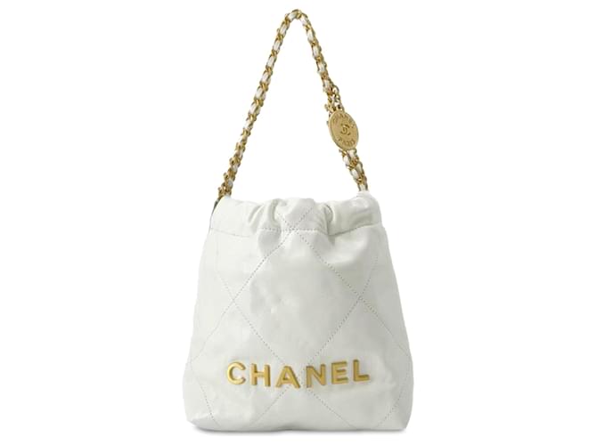 Chanel Weißes Kalbsleder Mini 22 Schulranzen Kalbähnliches Kalb  ref.1303259