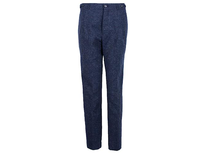 Pantalones de corte slim de tweed con pliegues en la parte delantera en lana azul marino de Burberry  ref.1303322