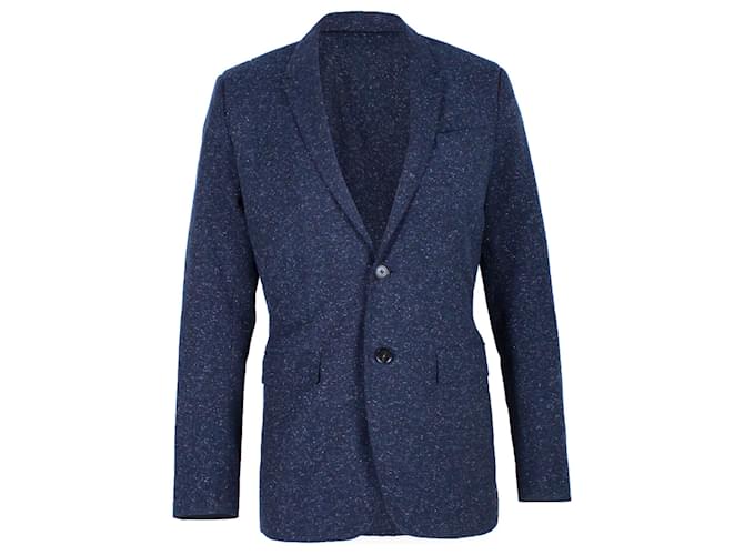 Burberry Slim Fit Flecked Twill Jacket in Navy Blue Wool  ref.1303324