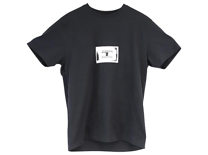 Camiseta com logotipo estampado Givenchy em jersey de algodão preto  ref.1303327