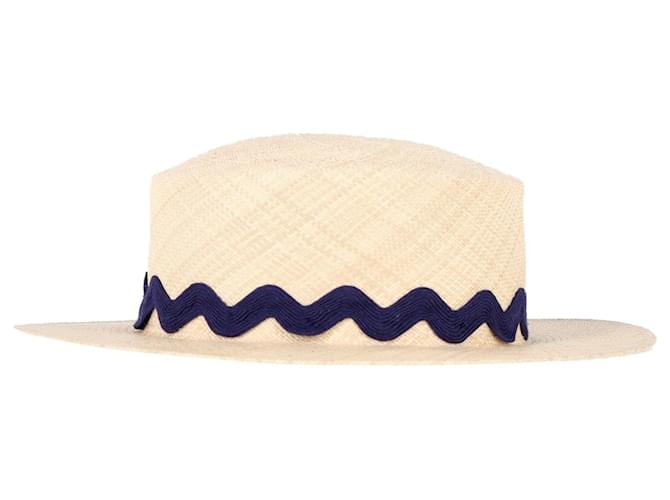 Sombrero Fedora de paja de Maison Michel en rafia beige  ref.1303358