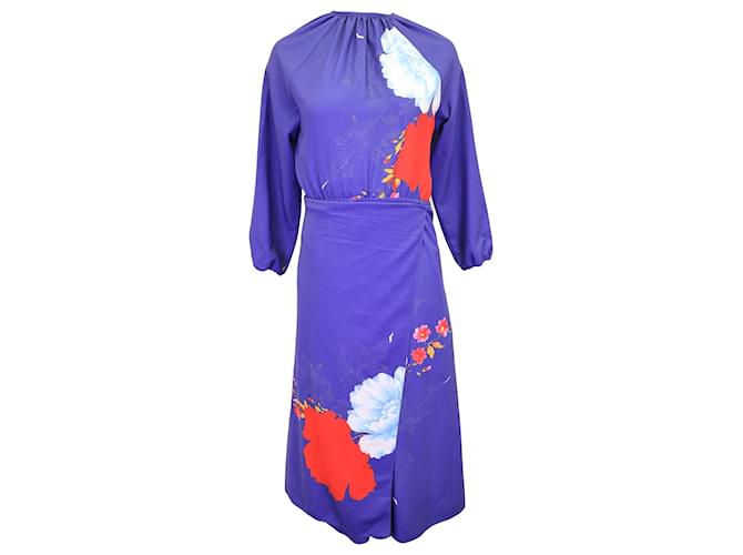 Vêtements Vetements Floral-Print Midi Dress in Blue Polyamide  ref.1303363