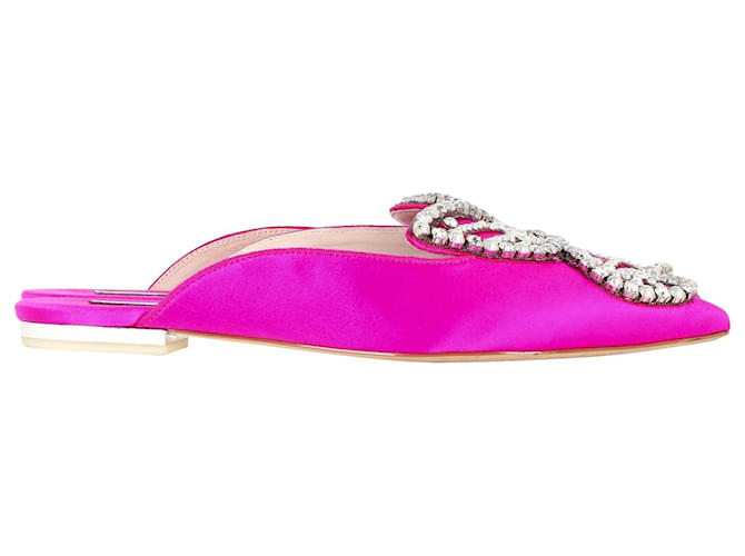 Sophia Webster - Chaussures plates pointues Bibi Butterfly ornées en satin fuchsia Violet  ref.1303374