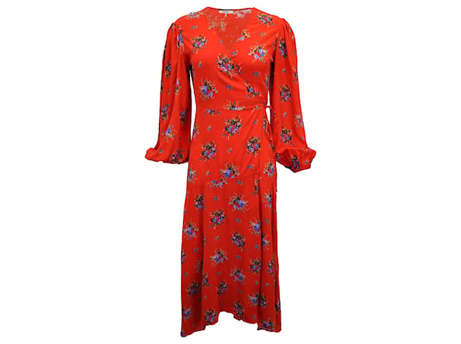 Ganni Kochhar Floral Maxi-Dress in Red Silk  ref.1303387