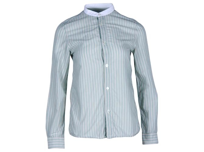 Apc A.P.C. Mandarin Collar Striped Shirt in Green Cotton  ref.1303395