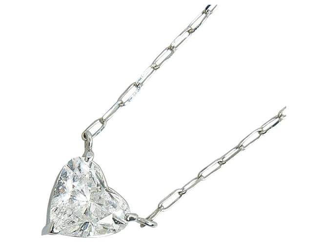 Autre Marque 18Collier pendentif cœur diamant en or k et platine Métal  ref.1303401