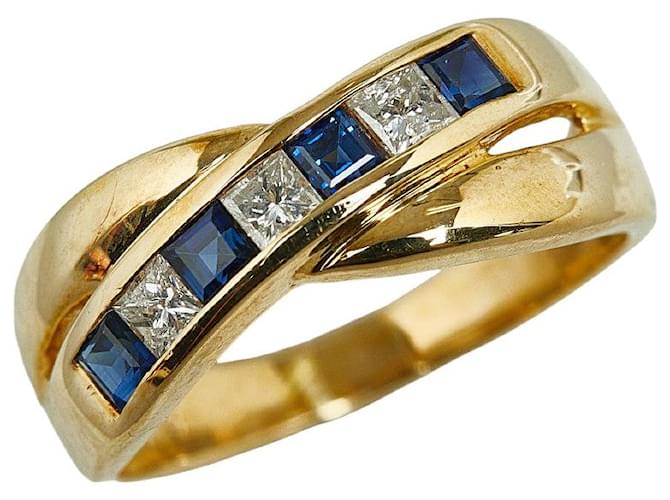 Autre Marque 18k Anel de ouro com diamante e safira Metal  ref.1303402