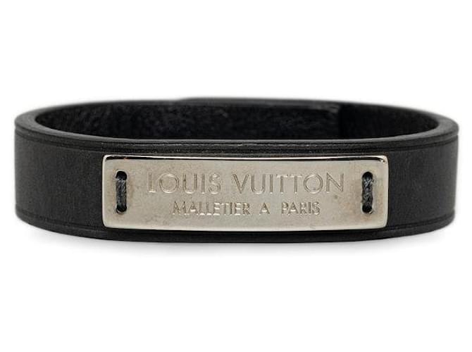 Bracelet en cuir avec plaque logo Louis Vuitton Bracelet en cuir M6512 en bon état  ref.1303424