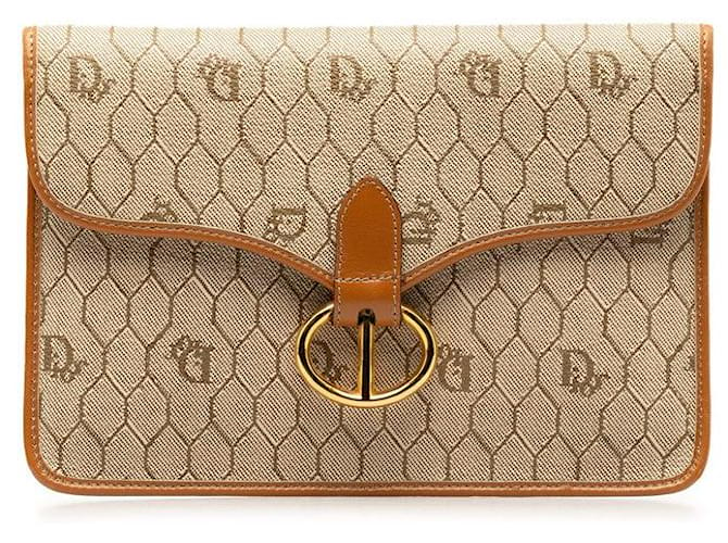 Dior Wabenförmige Canvas-Clutch Leinwand  ref.1303427