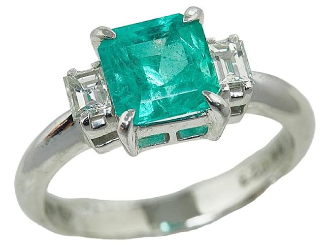 Autre Marque Platin-Diamant- und Smaragdring Metall  ref.1303435
