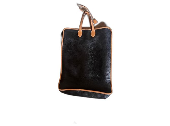Saco de viagem Hermès em couro ébano