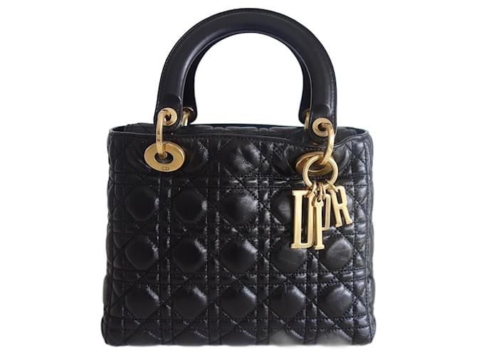 Christian Dior Damenhandtasche Lady Dior schwarz Leder  ref.1303462