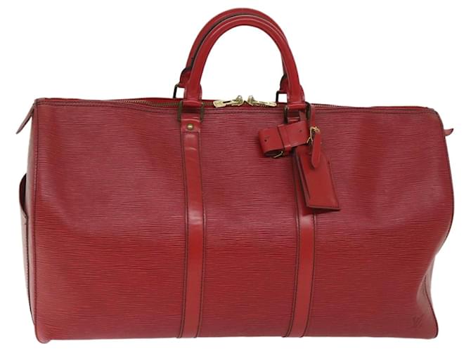 Louis Vuitton Epi Keepall 50 Boston Bag Red M42967 LV Auth ki4178 Vermelho Couro  ref.1303494