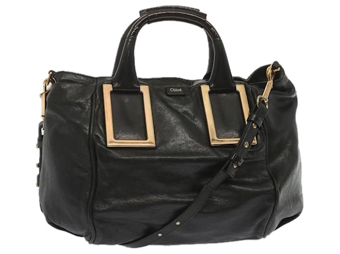 Chloé Chloe Etel Hand Bag Leather 2way Black Auth hk1154  ref.1303497