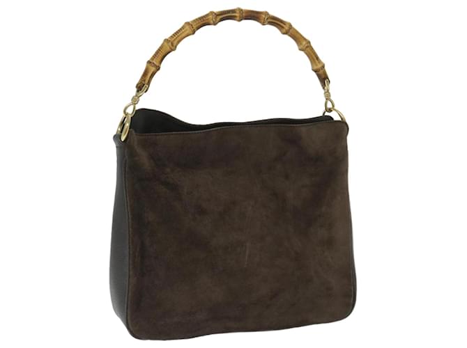 GUCCI Bamboo Hand Bag Suede Brown 001 1705 1638 auth 68059  ref.1303502