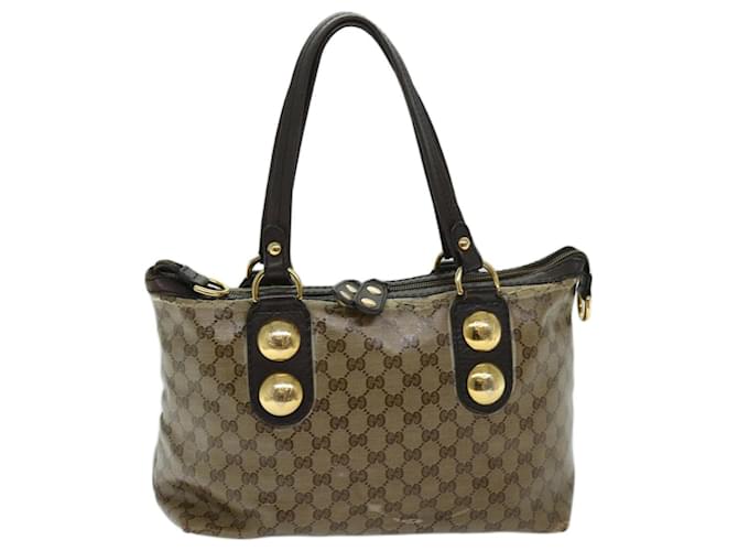 GUCCI GG Canvas Tote Bag Coated Canvas Beige Brown Auth 68867 Cloth  ref.1303583