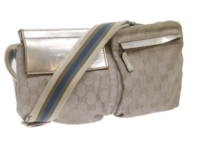 GUCCI GG Canvas Sherry Line Body Bag Silver Gray blue 28566 auth 68598 Silvery Grey  ref.1303609
