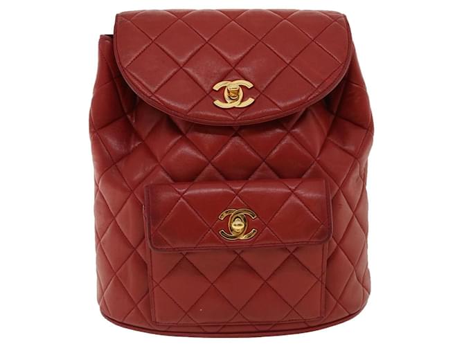 Chanel Matelassé Red Leather  ref.1303886