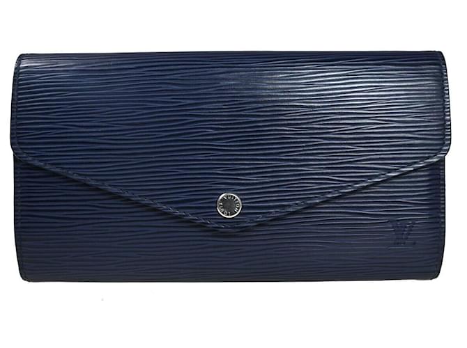 Louis Vuitton Portefeuille Sarah Azul marinho Couro  ref.1303908