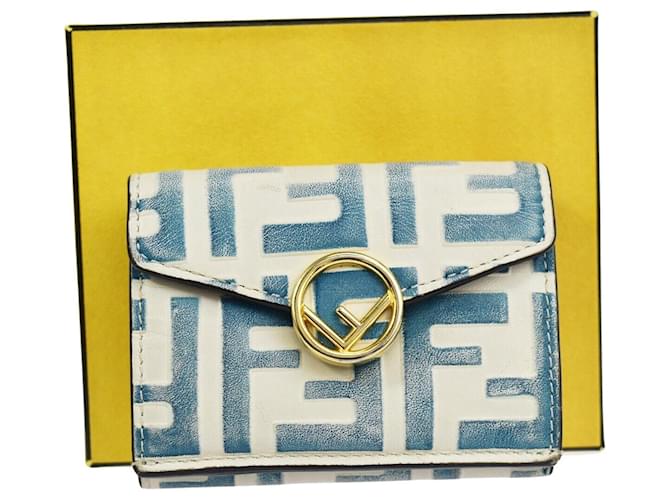 Fendi Micro Trifold Wallet Blue Leather  ref.1304345