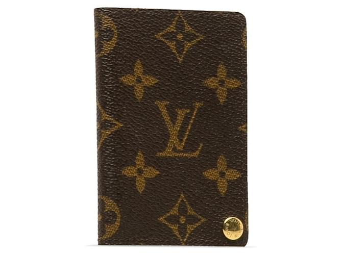 Louis Vuitton Porte carte crédit Pression Marrone Tela  ref.1304401