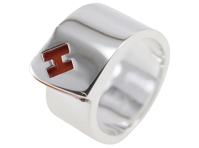 Ring Hermès Candy Silvery Silver  ref.1304479