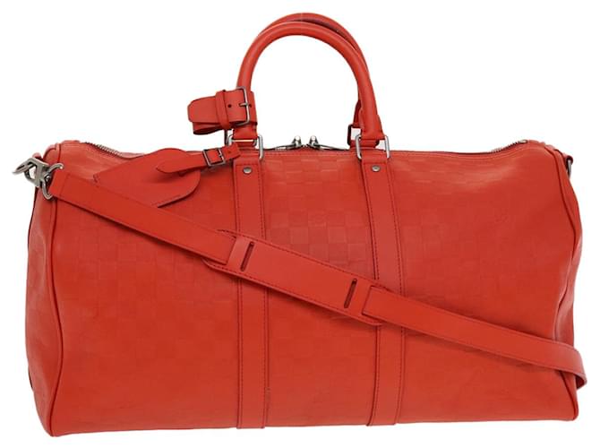 Louis Vuitton Keepall 45 Red Leather  ref.1304576