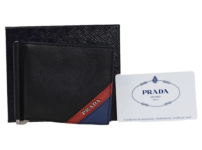 Etiquette Prada Etikette Schwarz Leder  ref.1305010