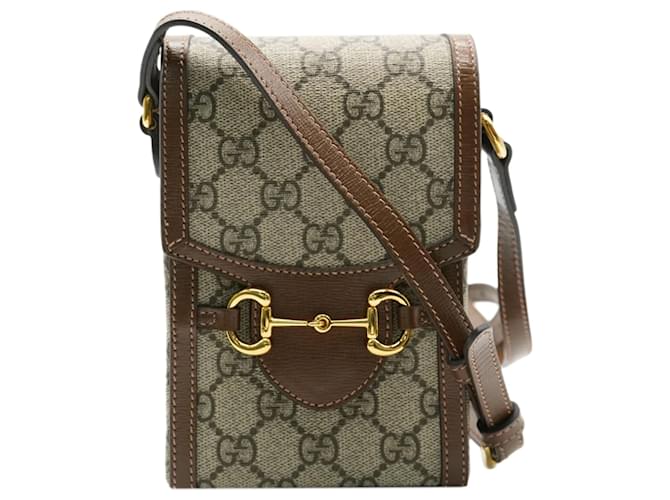 Minitasche aus beigefarbenem GG Supreme-Canvas von Gucci 1955 Horsebit-Tasche Braun Leder Leinwand  ref.1305108
