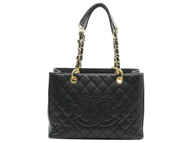 Chanel Black Quilted Caviar Grand Shopper Tote Leather  ref.1305111