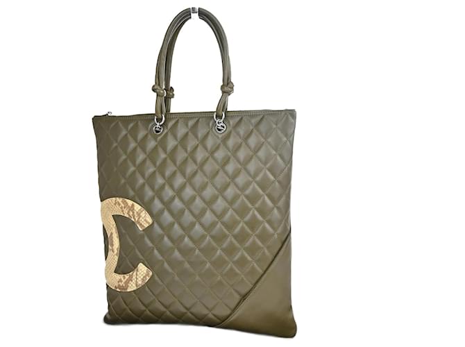 Chanel Cambon Khaki Leather  ref.1305118