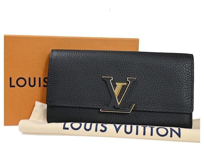 Louis Vuitton Portefeuille Capucines Schwarz Leder  ref.1305120