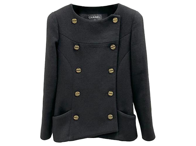 CHANEL 19A Black Wool Jacket Blazer  ref.1305150
