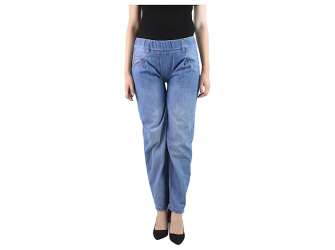 Brunello Cucinelli Blue pleated jeans - size US 4 Cotton  ref.983927