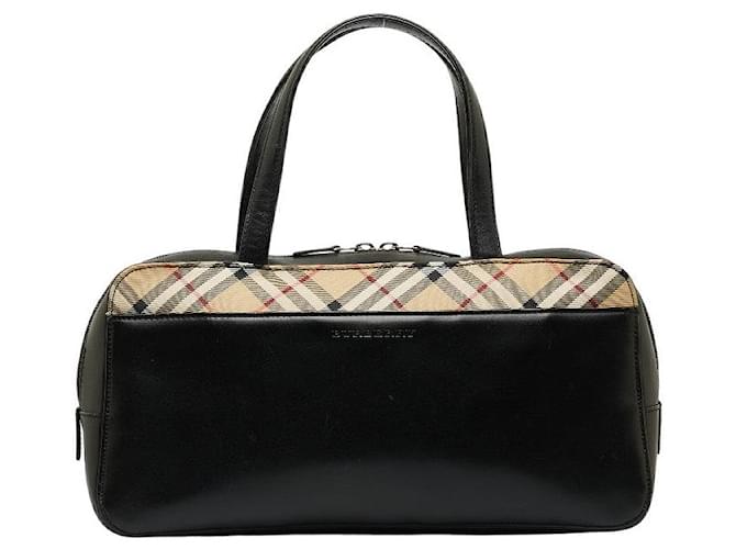 Burberry House Check-Trimmed Leather Handle Bag  ref.1296694