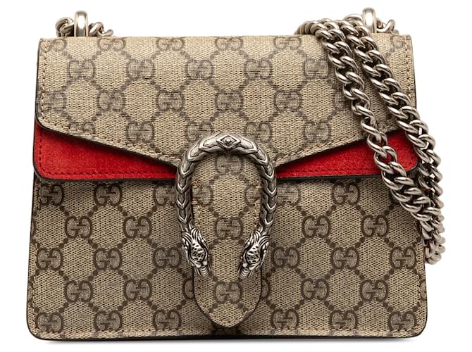 Gucci Brown Mini GG Supreme Dionysus Crossbody Bag Toile Tissu Marron Beige  ref.1301188