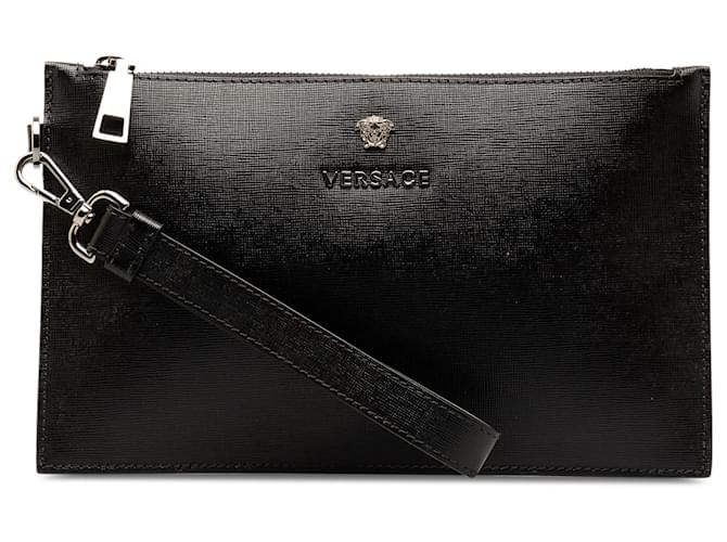 Versace Black Medusa Clutch Leather Pony-style calfskin  ref.1301254