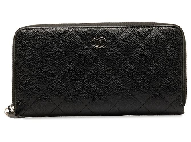 Chanel Portefeuille zippé matelassé caviar Cuir  ref.1302767