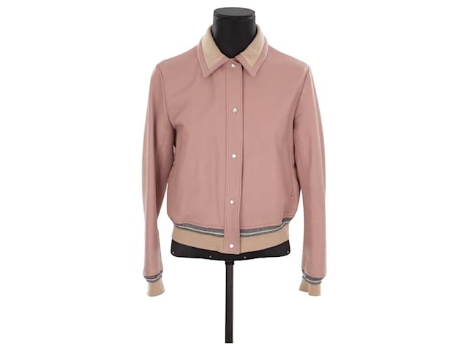 Sandro Leather coat Pink  ref.1305201