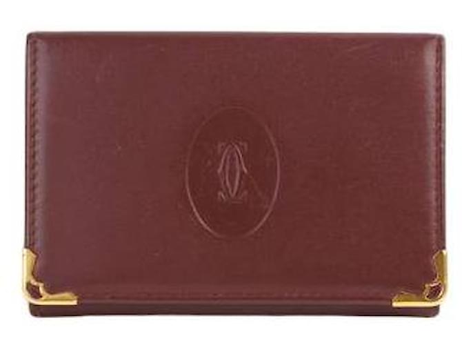 Cartier Porte-carte en cuir Bordeaux  ref.1305213