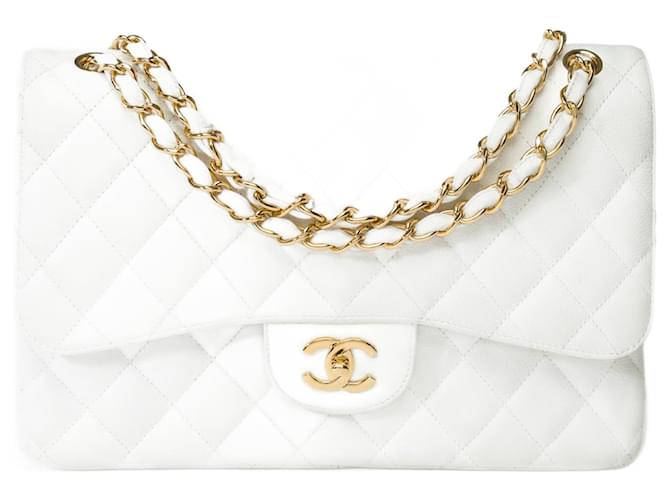 Sac Chanel Timeless/Classic in White Leather - 101791  ref.1305218