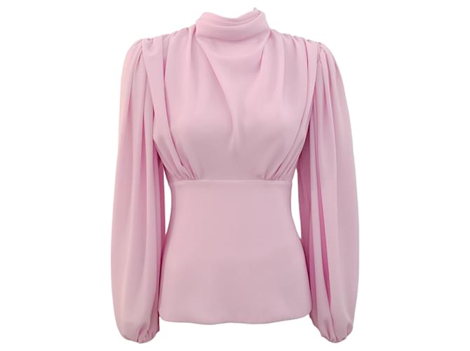 Autre Marque Emilia Wickstead – Rosa Bluse mit drapiertem Kragen Pink Polyester  ref.1305234