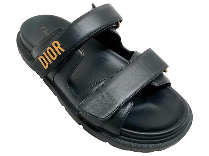 Autre Marque Christian Dior Black Leather Dioract Sandals  ref.1305243
